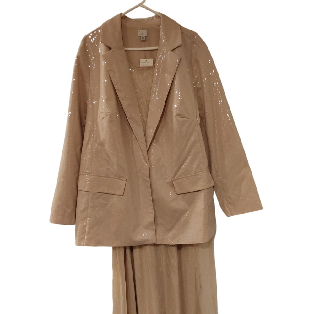 A New Day Beige Sequin Blazer & Maxi Dress XXL